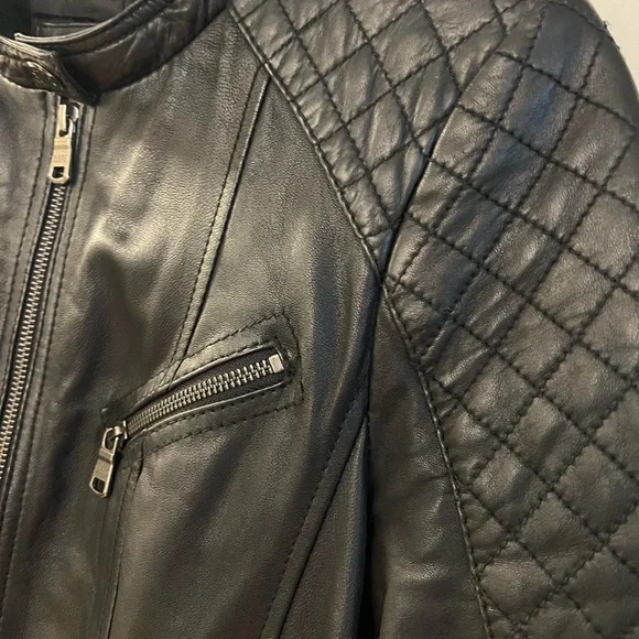 Andrew Marc Black Moto Leather Jacket - Picture 5 of 10